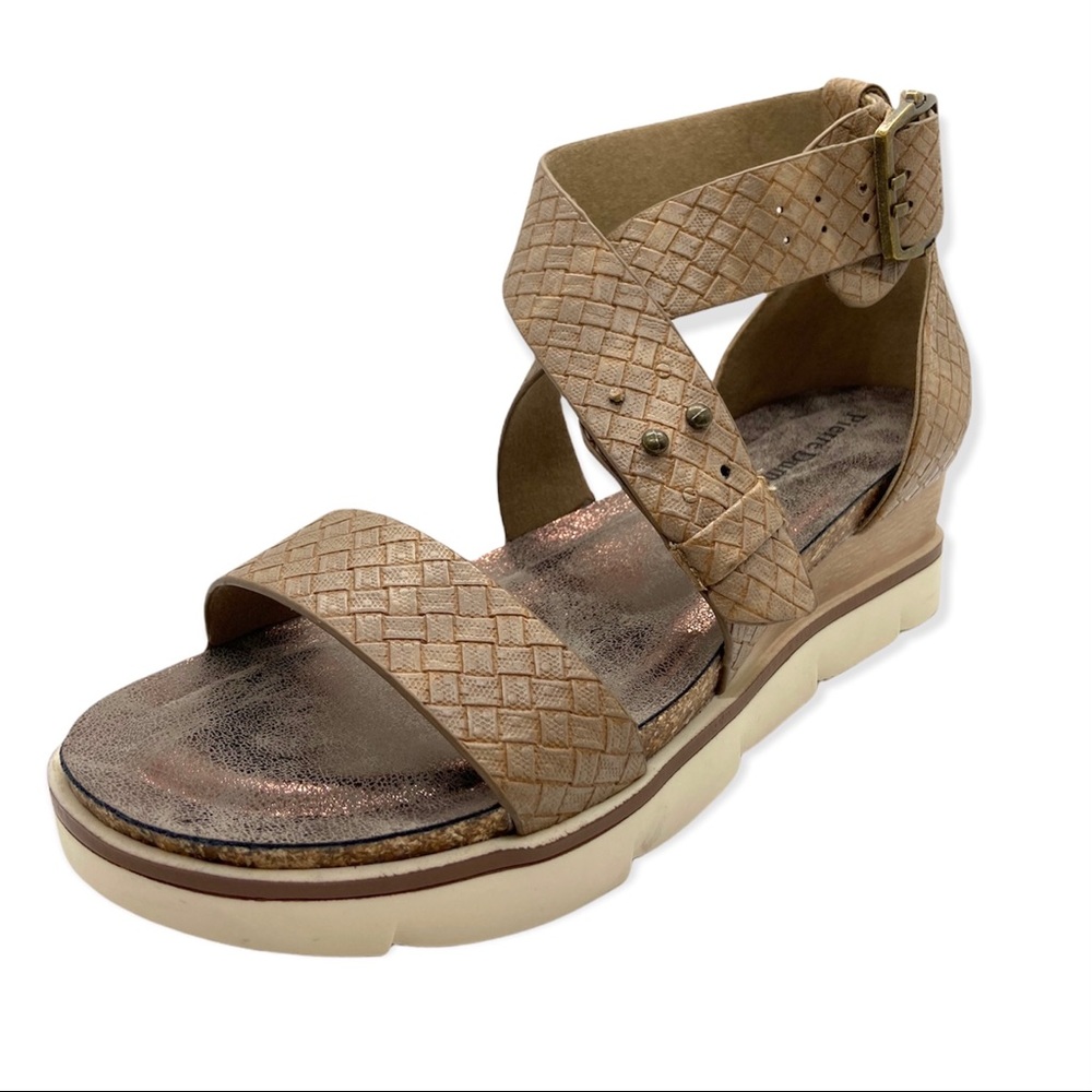 Tan Taupe Wedges Pierre Dumas Wedges Runs Big - Picture 2 of 3